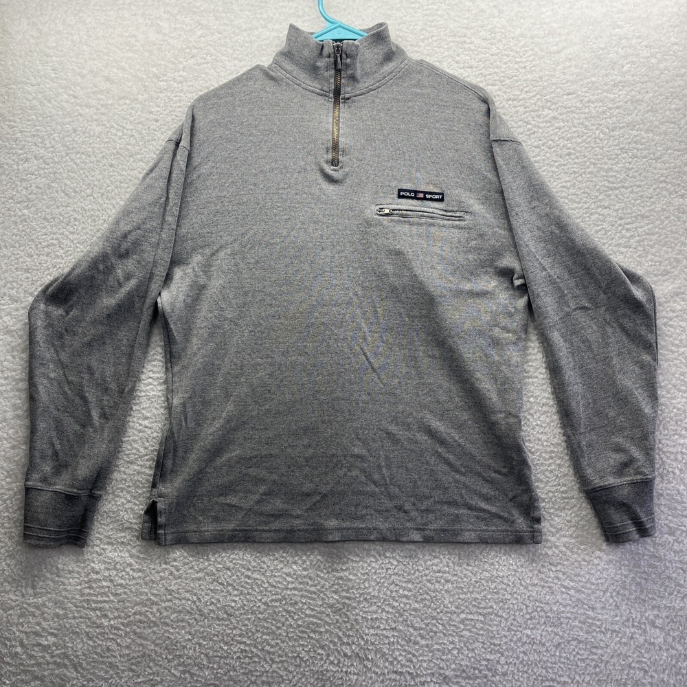 Polo Ralph Lauren Shirt Men Small Gray Sport 1/4 Zip Long Sleeve Stretch Mock